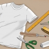 Klipning af en v-hals i en t-shirt