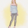 Iført off shoulder toppe