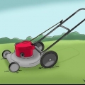 Start af en push-plæneklipper