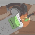 Iført et headset