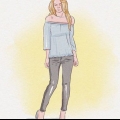 Iført off shoulder toppe