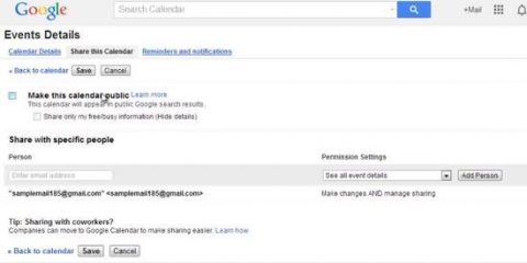 Del din google-kalender