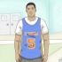 Iført en basketballtrøje